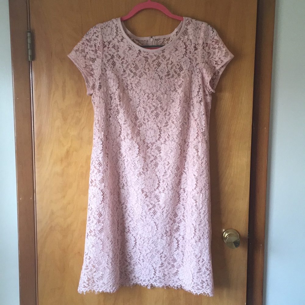 LOFT blush pink lace dress